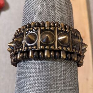 Bronze points, nubs & design stretch bracelet
